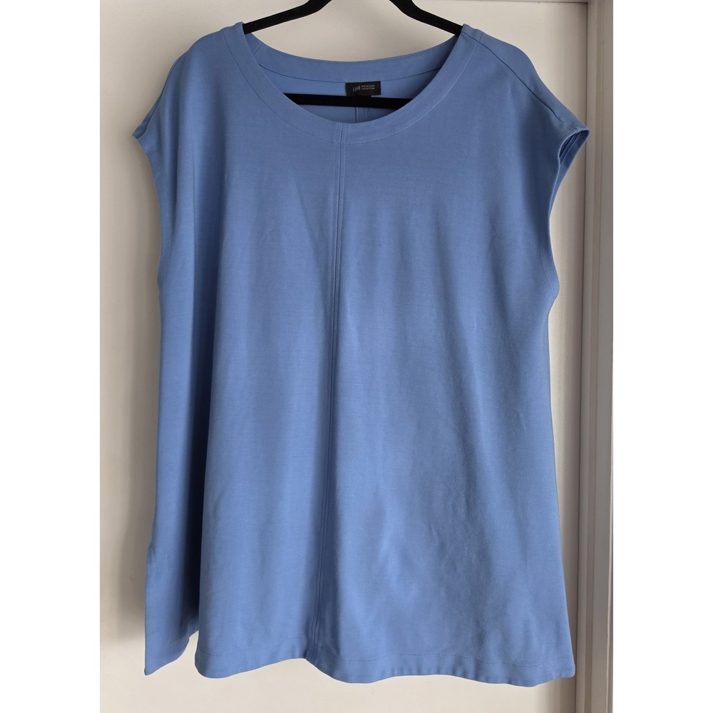 J.Jill Women XL Sleeveless Blue Solid Round Neck Tank Blouse Top Tunic